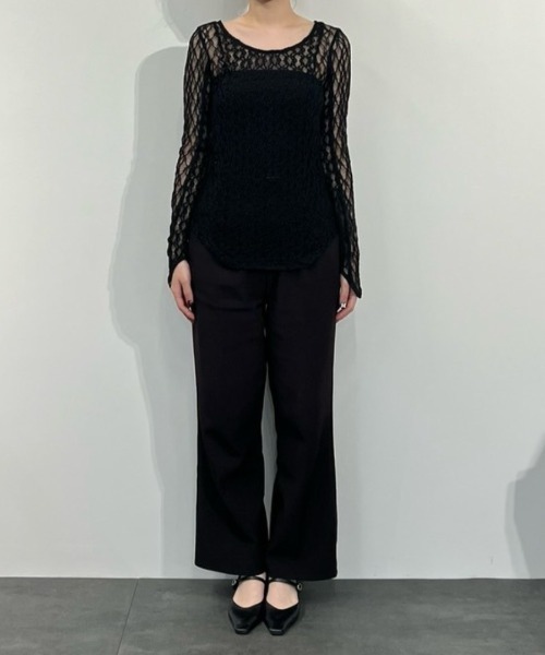 ANDRESD(アンドレスド)の「ブロッキングレースインナー / blocking lace innner(Tシャツ/カットソー・レディース・ベージュ/ブラック・M)」の11枚目の写真