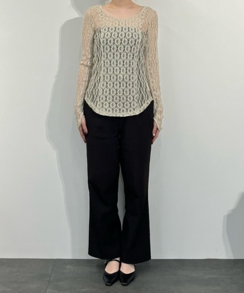 ANDRESD(アンドレスド)の「ブロッキングレースインナー / blocking lace innner(Tシャツ/カットソー・レディース・ベージュ/ブラック・M)」の12枚目の写真