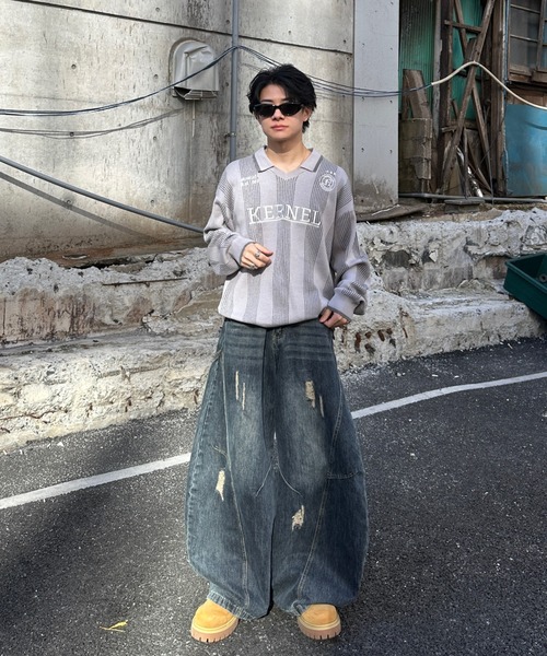 ADAMASTE(アダマスト)の「lame game knit - ラメゲームニット(ニット/セーター・メンズ・ネイビー/グリーン/グレー・MEDIUM/LARGE)」の8枚目の写真