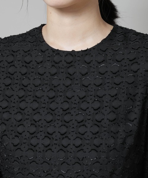 troisiemeCHACO（トロワズィエムチャコ）の「troisieme chaco/カットジャガードワンピース（ワンピース・レディース・ブラック/ネイビー・38）」の21枚目の写真