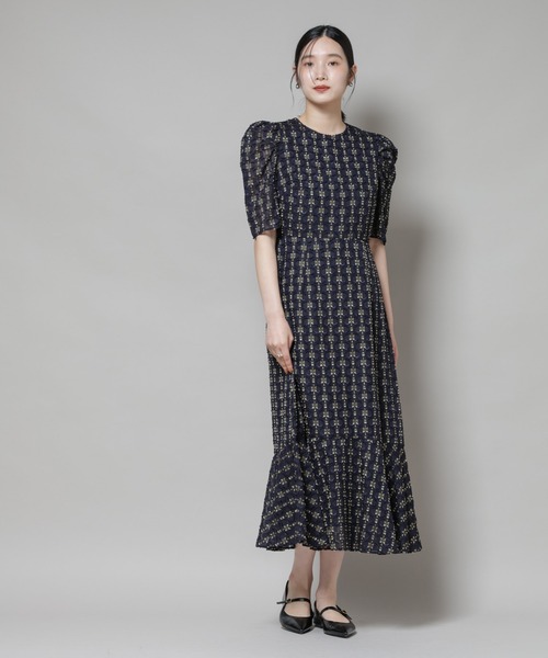 troisiemeCHACO（トロワズィエムチャコ）の「troisieme chaco/カットジャガードワンピース（ワンピース・レディース・ブラック/ネイビー・38）」の9枚目の写真
