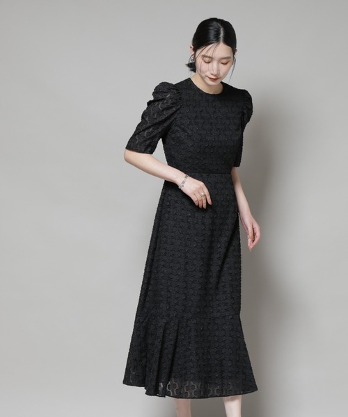 troisiemeCHACO（トロワズィエムチャコ）の「troisieme chaco/カットジャガードワンピース（ワンピース・レディース・ブラック/ネイビー・38）」の10枚目の写真