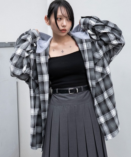 セール】WEGO/【25年秋冬新作】オンブレチェックフードネルシャツ