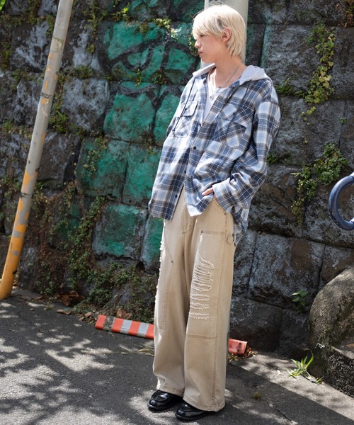 WEGO(ウィゴー)の「WEGO/オンブレチェックフードネルシャツ(シャツ/ブラウス・メンズ・ブルー系その他2/ブラック系その他2・MEDIUM/LARGE)」の19枚目の写真