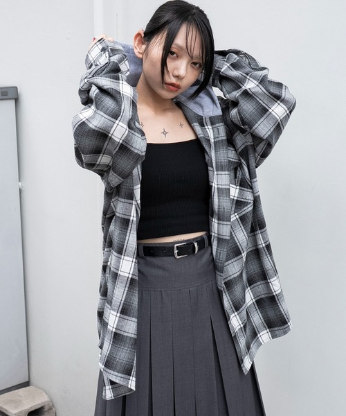 セール】WEGO/【25年秋冬新作】オンブレチェックフードネルシャツ