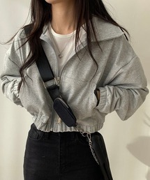 薄手 クロップド フルジップ スエット ブルゾン