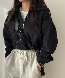 薄手 クロップド フルジップ スエット ブルゾン