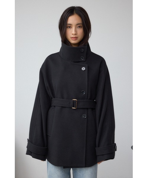 AZUL by moussy(アズールバイマウジー)の「B-HEATスタンドカラーミドルコート(ステンカラーコート・レディース・ベージュ/杢グレー/ブラック・SMALL/MEDIUM)」の6枚目の写真