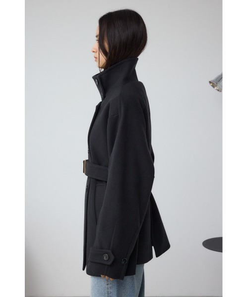 AZUL by moussy(アズールバイマウジー)の「B-HEATスタンドカラーミドルコート(ステンカラーコート・レディース・ベージュ/杢グレー/ブラック・SMALL/MEDIUM)」の7枚目の写真
