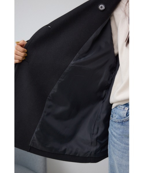 AZUL by moussy(アズールバイマウジー)の「B-HEATスタンドカラーミドルコート(ステンカラーコート・レディース・ベージュ/杢グレー/ブラック・SMALL/MEDIUM)」の16枚目の写真