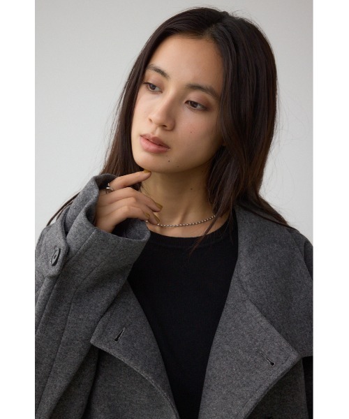 AZUL by moussy(アズールバイマウジー)の「B-HEATスタンドカラーミドルコート(ステンカラーコート・レディース・ベージュ/杢グレー/ブラック・SMALL/MEDIUM)」の17枚目の写真