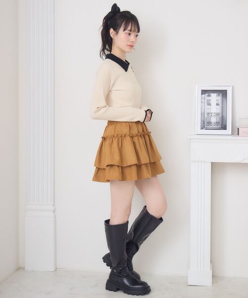 ems excite(エムズエキサイト)の「2枚襟リブNTPO(ニット/セーター・レディース・ナチュラル/ブラック/ダークグレー/レッド・FREE)」の9枚目の写真