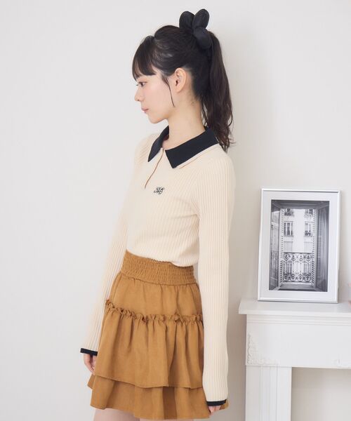 ems excite(エムズエキサイト)の「2枚襟リブNTPO(ニット/セーター・レディース・ナチュラル/ブラック/ダークグレー/レッド・FREE)」の11枚目の写真