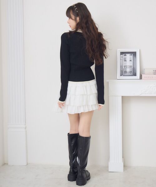 ems excite(エムズエキサイト)の「2枚襟リブNTPO(ニット/セーター・レディース・ナチュラル/ブラック/ダークグレー/レッド・FREE)」の17枚目の写真