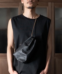 SENTI（センティ）の「SENTI Dyneema(R)  Leather DRAWSTRING BAG_L×Keel/ 超軽量ダイニーマレザー巾着L（ショルダーバッグ）」