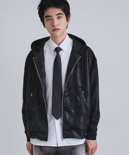 tk.TAKEO KIKUCHI（ティーケータケオキクチ）の「ヴィンテージライクプリント ジップパーカー（パーカー・メンズ・グレー/ブラック/ダークブラウン/オフホワイト・02/01/03）」の7枚目の写真