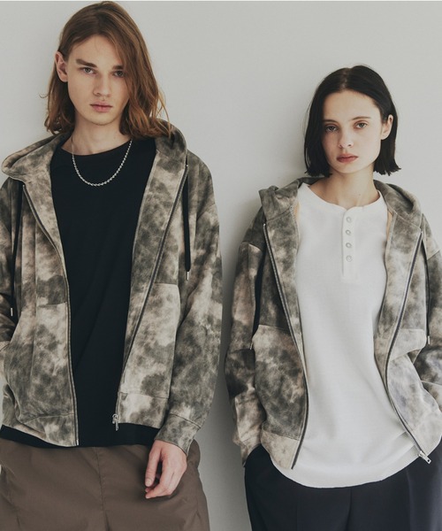 セール】ヴィンテージライクプリント ジップパーカー（パーカー）｜tk