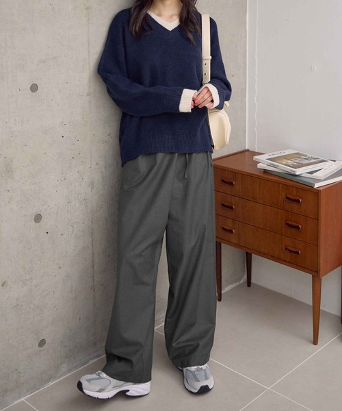 CHAN ME（チャンミ）の「ドッキングレイヤード風ニット（ニット/セーター・レディース・ベージュ/テラコッタ/チャコールグレー/ホワイト/ネイビー・LARGE/X-LARGE/MEDIUM）」の16枚目の写真