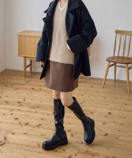 CHAN ME（チャンミ）の「ドッキングレイヤード風ニット（ニット/セーター・レディース・ベージュ/テラコッタ/チャコールグレー/ホワイト/ネイビー・LARGE/X-LARGE/MEDIUM）」の21枚目の写真