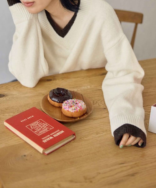 CHAN ME（チャンミ）の「ドッキングレイヤード風ニット（ニット/セーター・レディース・ベージュ/テラコッタ/チャコールグレー/ホワイト/ネイビー・LARGE/X-LARGE/MEDIUM）」の17枚目の写真