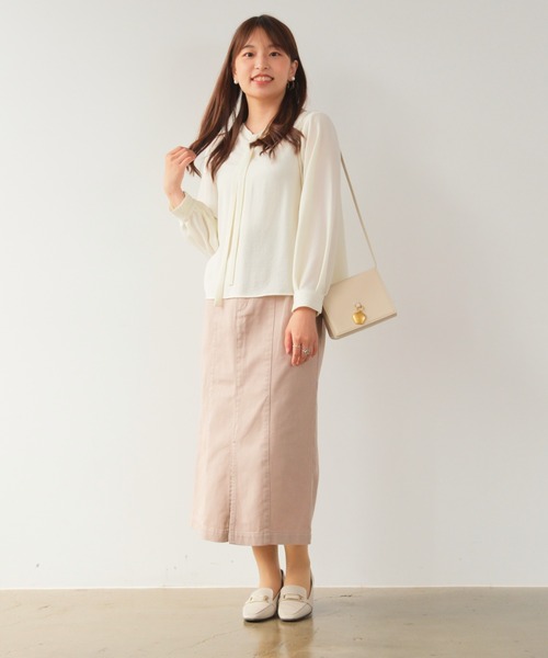 COHINA(コヒナ)の「パネルデザインIラインデニムスカート 【低身長・小柄女性】(スカート・レディース・ベージュ・XS-Short/XS-Regular)」の4枚目の写真