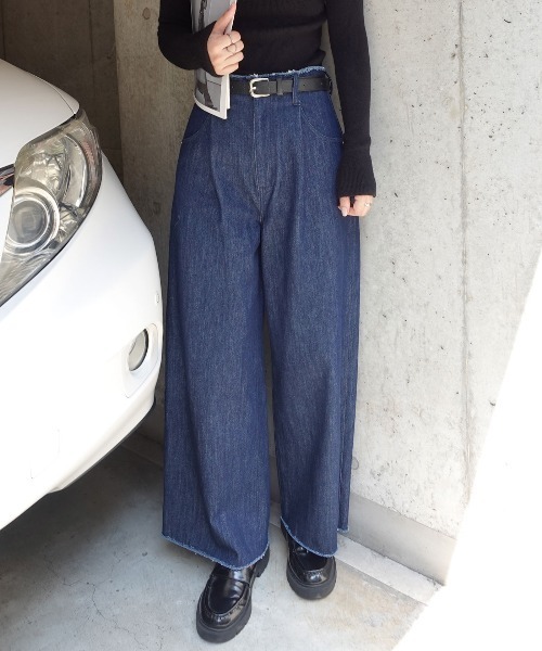 CORNERS（コーナーズ）の「ウエストカットオフデニムパンツ（デニムパンツ・レディース・インディゴブルー/ブラック・マルチサイズ）」の3枚目の写真