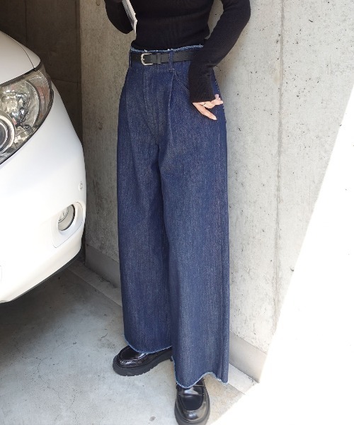 CORNERS（コーナーズ）の「ウエストカットオフデニムパンツ（デニムパンツ・レディース・インディゴブルー/ブラック・マルチサイズ）」の4枚目の写真