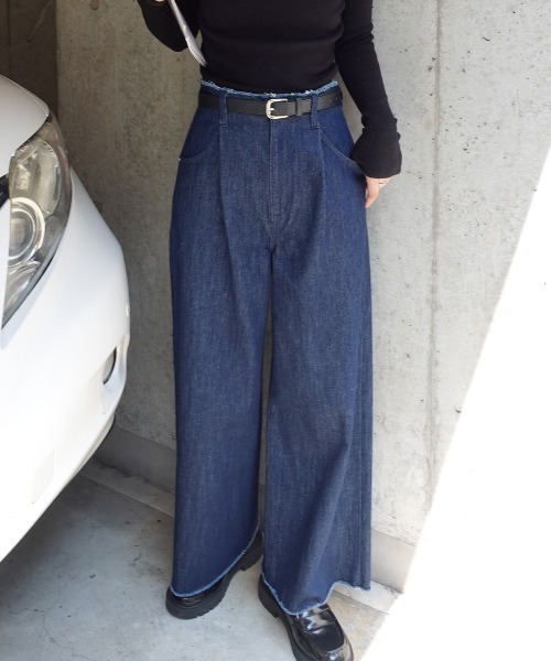 CORNERS（コーナーズ）の「ウエストカットオフデニムパンツ（デニムパンツ・レディース・インディゴブルー/ブラック・マルチサイズ）」の5枚目の写真