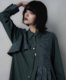 HARE ソデアキシャツ グリーン ハレ ブラウス 新品】 HARE ソデギャザーシアーシャツ グリーン ハレ ブラウス