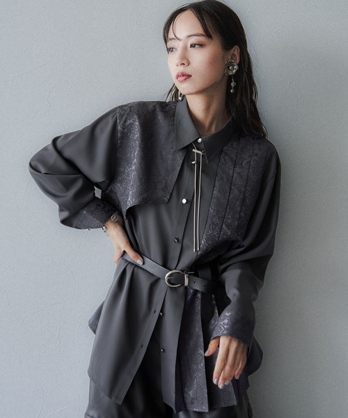 HARE（ハレ）の「アシメJQプリーツシャツ(HARE)（シャツ/ブラウス・レディース・グリーン/グレー/ブラック/ボルドー・FREE）」の20枚目の写真