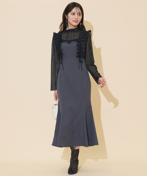 WILLSELECTION(ウィルセレクション)の「フリルショルダーマーメイドワンピース(ワンピース・レディース・ブラック系その他/ブラウン/チャコールグレー・FREE)」の22枚目の写真