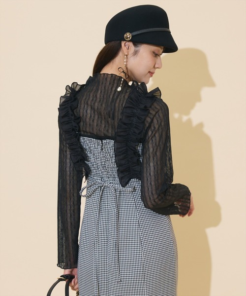 WILLSELECTION(ウィルセレクション)の「フリルショルダーマーメイドワンピース(ワンピース・レディース・ブラック系その他/ブラウン/チャコールグレー・FREE)」の7枚目の写真