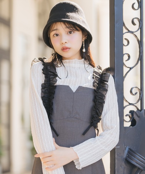 WILLSELECTION(ウィルセレクション)の「フリルショルダーマーメイドワンピース(ワンピース・レディース・ブラック系その他/ブラウン/チャコールグレー・FREE)」の4枚目の写真