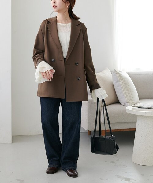 DISCOAT（ディスコート）の「Wブレストテーラードジャケット（テーラードジャケット・レディース・ブラウン系その他/ブラウン/グレー/ネイビー/ベージュ/モカ・LARGE/MEDIUM）」の13枚目の写真