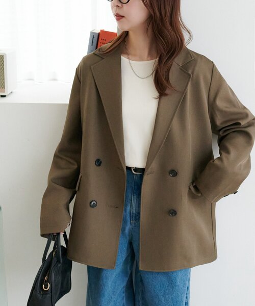 DISCOAT（ディスコート）の「Wブレストテーラードジャケット（テーラードジャケット・レディース・ブラウン系その他/ブラウン/グレー/ネイビー/ベージュ/モカ・LARGE/MEDIUM）」の19枚目の写真