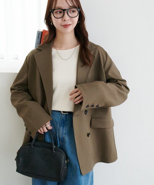 DISCOAT（ディスコート）の「Wブレストテーラードジャケット（テーラードジャケット・レディース・ブラウン系その他/ブラウン/グレー/ネイビー/ベージュ/モカ・LARGE/MEDIUM）」の20枚目の写真