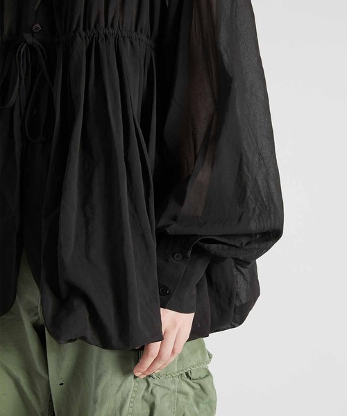 crinkle crinkle crinkle（クリンクルクリンクルクリンクル）の「【crinkle crinkle crinkle】frill balloon blouse/フリルバルーンブラウス（シャツ/ブラウス・レディース・ブラック/グリーン・FREE）」の4枚目の写真