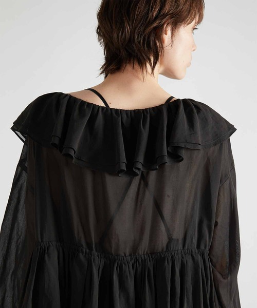 crinkle crinkle crinkle（クリンクルクリンクルクリンクル）の「【crinkle crinkle crinkle】frill balloon blouse/フリルバルーンブラウス（シャツ/ブラウス・レディース・ブラック/グリーン・FREE）」の3枚目の写真