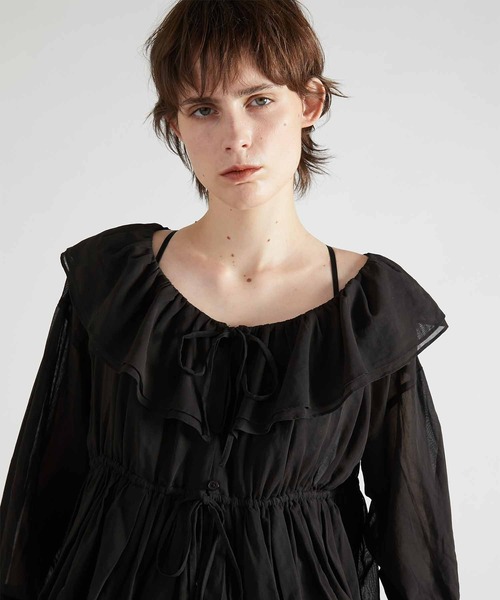 crinkle crinkle crinkle（クリンクルクリンクルクリンクル）の「【crinkle crinkle crinkle】frill balloon blouse/フリルバルーンブラウス（シャツ/ブラウス・レディース・ブラック/グリーン・FREE）」の11枚目の写真