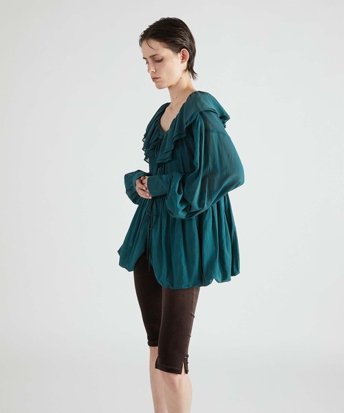 crinkle crinkle crinkle（クリンクルクリンクルクリンクル）の「【crinkle crinkle crinkle】frill balloon blouse/フリルバルーンブラウス（シャツ/ブラウス・レディース・ブラック/グリーン・FREE）」の17枚目の写真