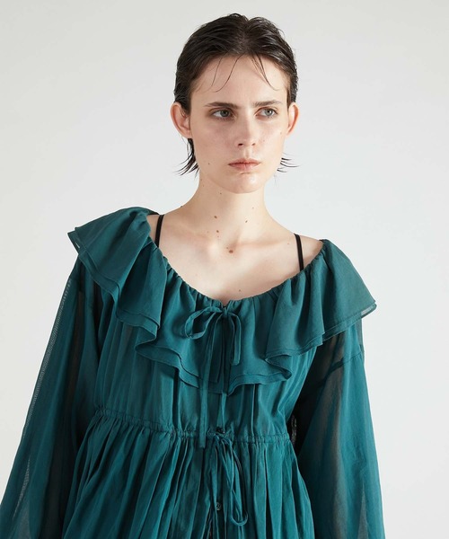 crinkle crinkle crinkle（クリンクルクリンクルクリンクル）の「【crinkle crinkle crinkle】frill balloon blouse/フリルバルーンブラウス（シャツ/ブラウス・レディース・ブラック/グリーン・FREE）」の20枚目の写真