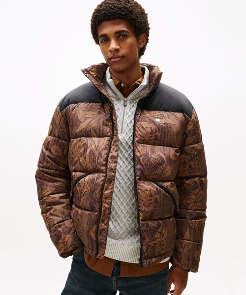セール】オールオーバープリントパッファジャケット（ダウンジャケット