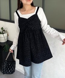 ベロアサスペンダーレオパードビスチェ