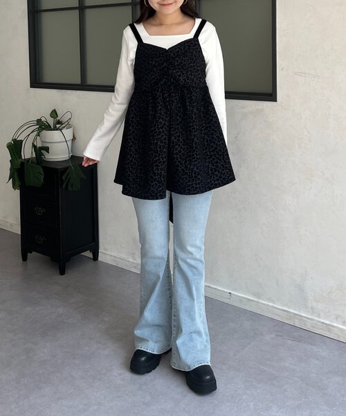 prose verse（プロズヴェール）の「ベロアサスペンダーレオパードビスチェ（キャミソール・レディース・ライトベージュ/ブラック・MEDIUM/LARGE）」の17枚目の写真