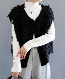 aquagarage | ハイネック袖ハートボタンリブニット(ニット/セーター)