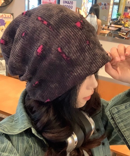 DEVICE（デバイス）の「ダメージ ビーニー（ニットキャップ/ビーニー・レディース・ブラック・FREE）」の6枚目の写真