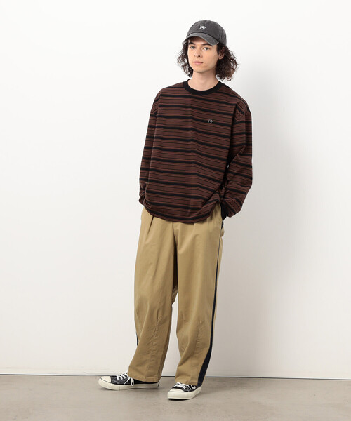 Purple&Yellow（パープルアンドイエロー）の「ストレッチツイル ワイドテーパード ラインパンツ（その他パンツ・メンズ・キャメル/カーキ・MEDIUM/SMALL/LARGE/X-SMALL）」の8枚目の写真