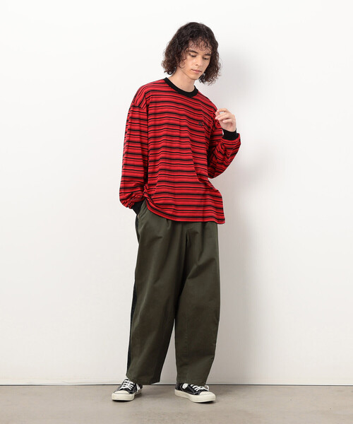 Purple&Yellow（パープルアンドイエロー）の「ストレッチツイル ワイドテーパード ラインパンツ（その他パンツ・メンズ・キャメル/カーキ・MEDIUM/SMALL/LARGE/X-SMALL）」の7枚目の写真