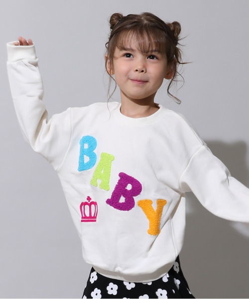 BABYDOLL(ベビードール)の「親子お揃い BIGサガラロゴトレーナー 1053K(スウェット・キッズ・アッシュグレー/オフホワイト/ブラック・80cm/90cm/100cm/110cm/120cm/130cm/140cm/150cm)」の2枚目の写真