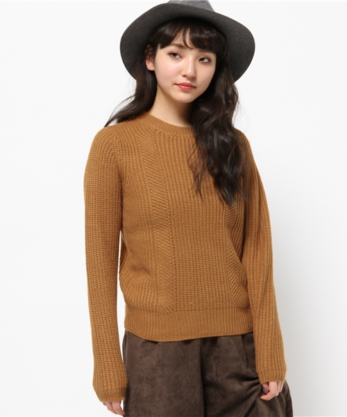 MOUSSY（マウジー）の「PATTERN STITCH KNIT TOPS2（ニット/セーター・レディース・ブラック/キャメル/オフホワイト・FREE）」の3枚目の写真